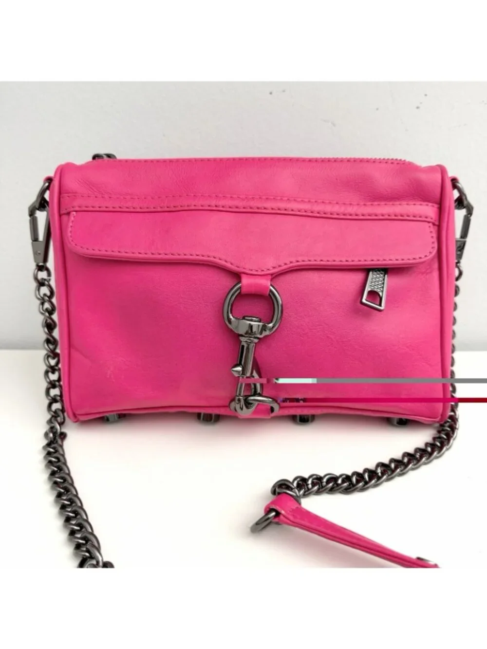 Rebecca Minkoff Mini Mac Hot Pink Leather Purse Crossbody Chain